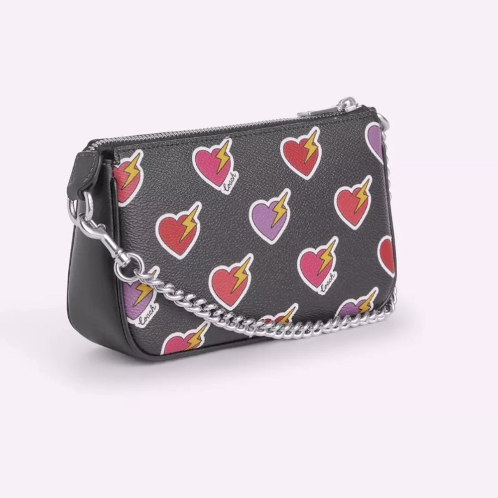 New Coach CW452 Nolita 19 With Heart Bolt Print Black Multi - Picture 3 of 12
